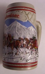 1985 Budweiser Holiday Beer Stein