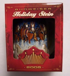 2005 Budweiser Holiday Beer Stein w/box