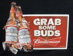 Budweiser Beer Grab Some Buds Tin Sign