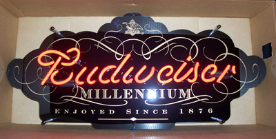 Budweiser Beer Millennium Neon Sign [object object] My Beer Sign Collection &#8211; Not for sale but can be bought&#8230; budweisermillennium