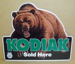 Kodiak Dip Tobacco Sold Here Bear Tin Tacker Sign