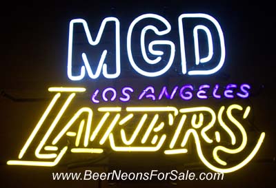 Miller Genuine Draft Beer NBA Lakers Neon Sign
