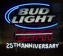 bud light beer espn neon sign