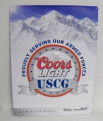 Coors Light Beer Armed Forces USCG Tin Sign