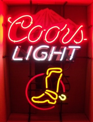 Coors Light Beer Cowboy Boot Neon Sign [object object] My Beer Sign Collection &#8211; Not for sale but can be bought&#8230; coorslightmountaincowboyboot