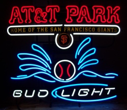 bud light beer att park neon sign