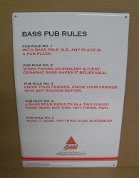 Bass Ale Pub Rules Tin Sign