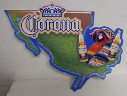 Corona Extra Beer Map Tin Sign