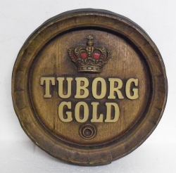 tuborg gold beer barrel sign