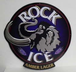 rolling rock ice beer tin sign