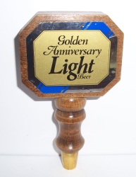 golden anniversary light beer tap handle