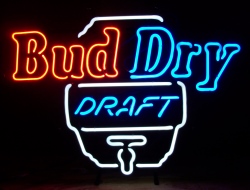 bud dry draft beer neon sign