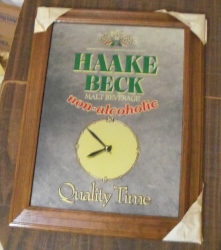 haake beck beer mirror clock