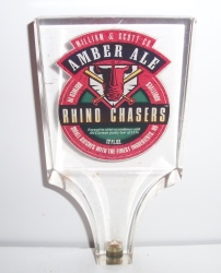 rhino chasers amber ale tap handle