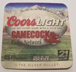 Coors Light Beer Gamecocks Coaster