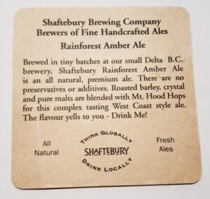 Shaftebury Rain Forest Amber Ale Coaster shaftebury rain forest amber ale coaster Shaftebury Rain Forest Amber Ale Coaster shaftburyrainforestamberalecoasterrear 300x284