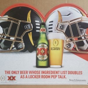 Dos Equis Beer Football Tin Sign