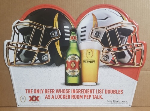 Dos Equis Beer Football Tin Sign