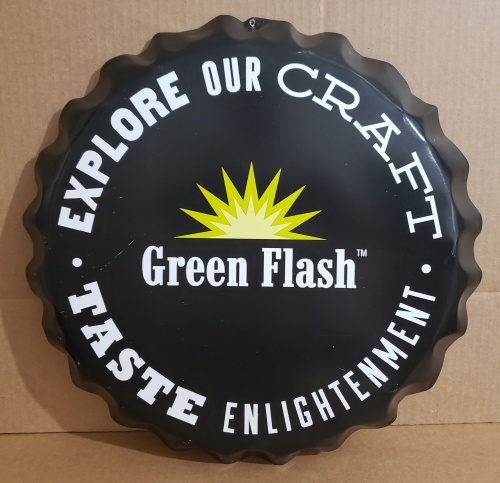 Green Flash Beer Tin Cap Sign
