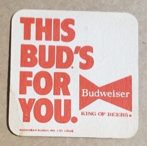 Budweiser Beer Coaster budweiser beer coaster Budweiser Beer Coaster budweiserlabelthisbudscoasterrear 300x298