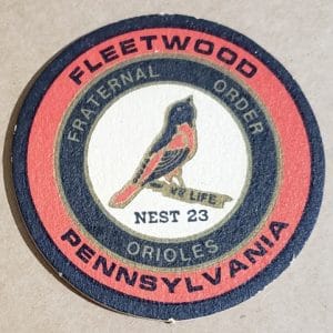 Fleetwood Orioles Beer Coaster