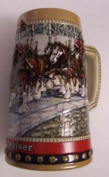 1988 Budweiser Holiday Beer Stein