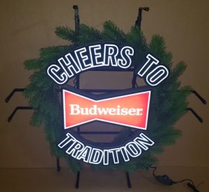 Budweiser Beer Holiday Wreath LED Sign budweiser beer holiday wreath led sign Budweiser Beer Holiday Wreath LED Sign budweiserholidaywreathled2021 300x276