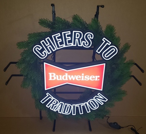 Budweiser Beer Holiday Wreath LED Sign