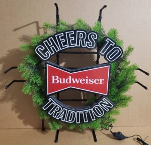 Budweiser Beer Holiday Wreath LED Sign budweiser beer holiday wreath led sign Budweiser Beer Holiday Wreath LED Sign budweiserholidaywreathled2021off 300x289