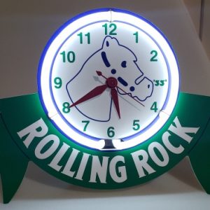 Rolling Rock Beer Mini Clock Neon Sign