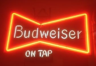 budweiser on tap neon sign