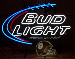 Bud Light Beer NFL Steelers Neon Sign