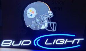 Bud Light Beer NFL Steelers LED Sign   budlightnflsteelerslednib2009 300x178