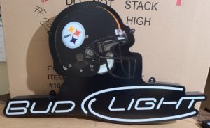 Bud Light Beer NFL Steelers LED Sign   budlightnflsteelerslednib2009off 300x184