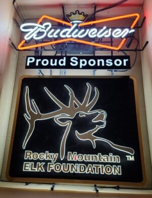 Budweiser Beer Rocky Mountain Elk Neon Sign