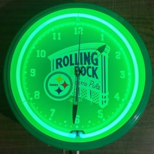 Rolling Rock Beer NFL Steelers Neon Clock