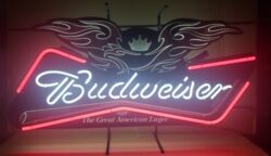 Budweiser Beer Flaming Eagle Neon Sign