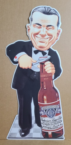Budweiser Beer Smiling Charlie Tin Sign