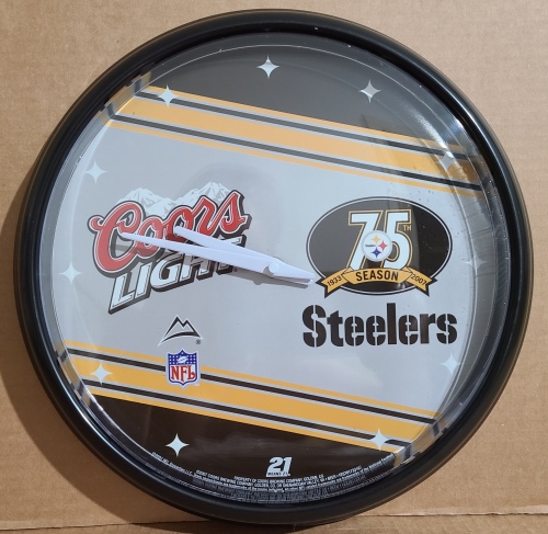 Coors Light Beer NFL Steelers Clock