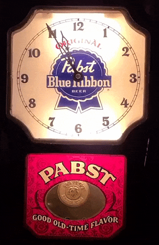 Pabst Blue Ribbon Beer Lighted Motion Clock