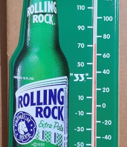 Rolling Rock Beer Thermometer Tin Sign