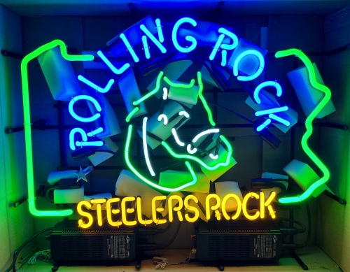Rolling Rock Beer NFL Steelers Neon Sign