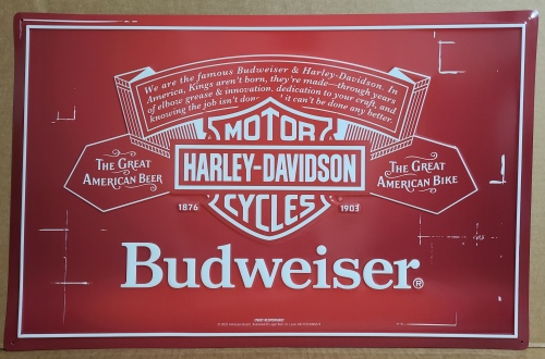Budweiser Beer Harley Davidson Tin Sign