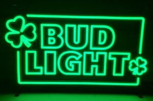 Bud Light Beer Shamrocks LED Sign   budlightshamrockled2024 300x199