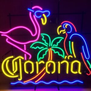 Corona Beer Flamingo Parrot LED Sign