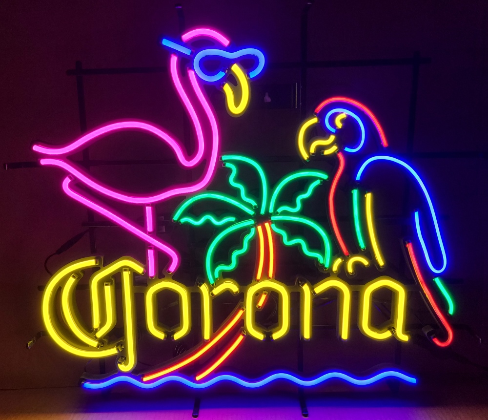 Corona Beer Flamingo Parrot LED Sign