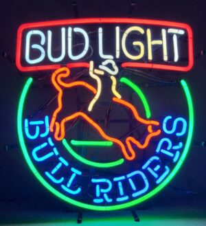 Bud Light Beer Bull Riders Neon Sign