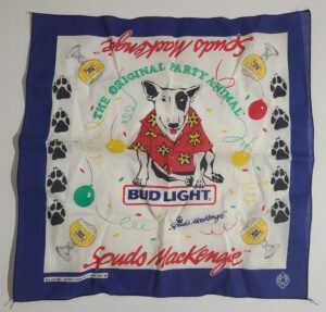 Bud Light Beer Spuds Mackenzie Bandana bud light beer spuds mackenzie bandana Bud Light Beer Spuds Mackenzie Bandana budlightspudsbandana1987 300x287