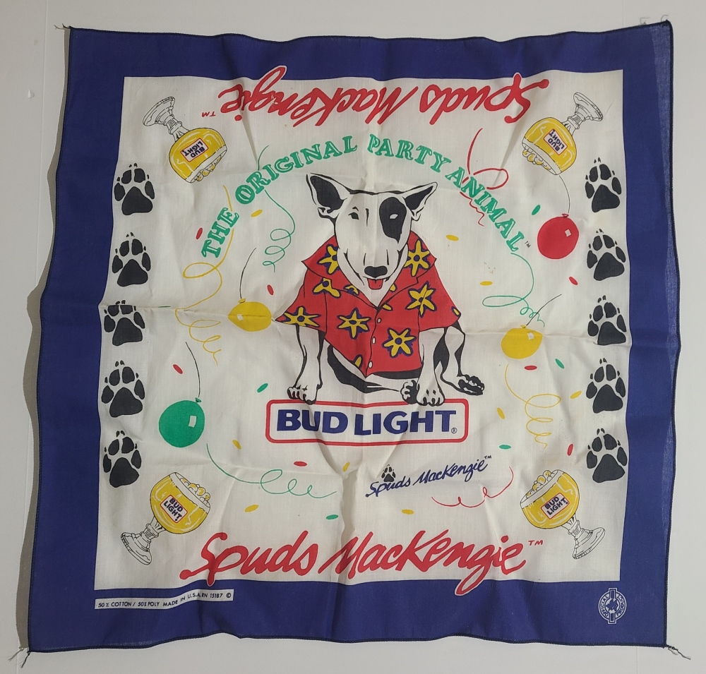 Bud Light Beer Spuds Mackenzie Bandana [object object] Home budlightspudsbandana1987