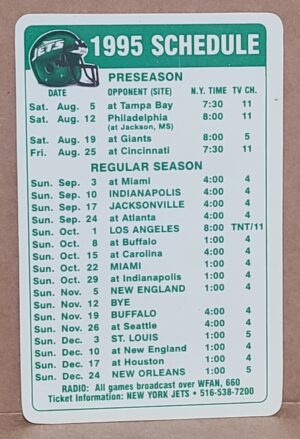 Hess Oil Company NFL Jets Schedule Cards